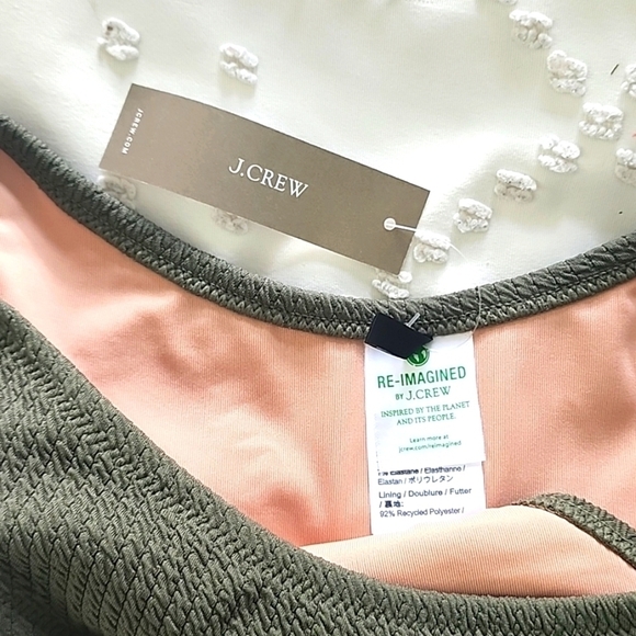 Nwt J. Crew Textured 80's high thigh bikini bottom in olive green size medium - Picture 3 of 5